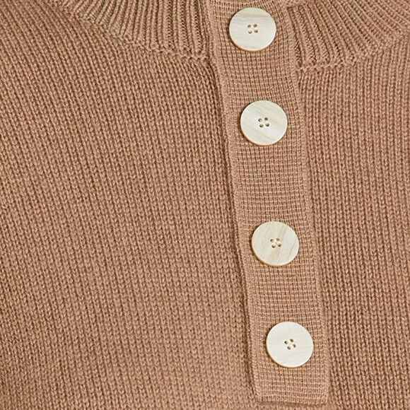 Theory Button Up Cashmere Camel Beige Canvas Pullover S - Picture 5 of 8
